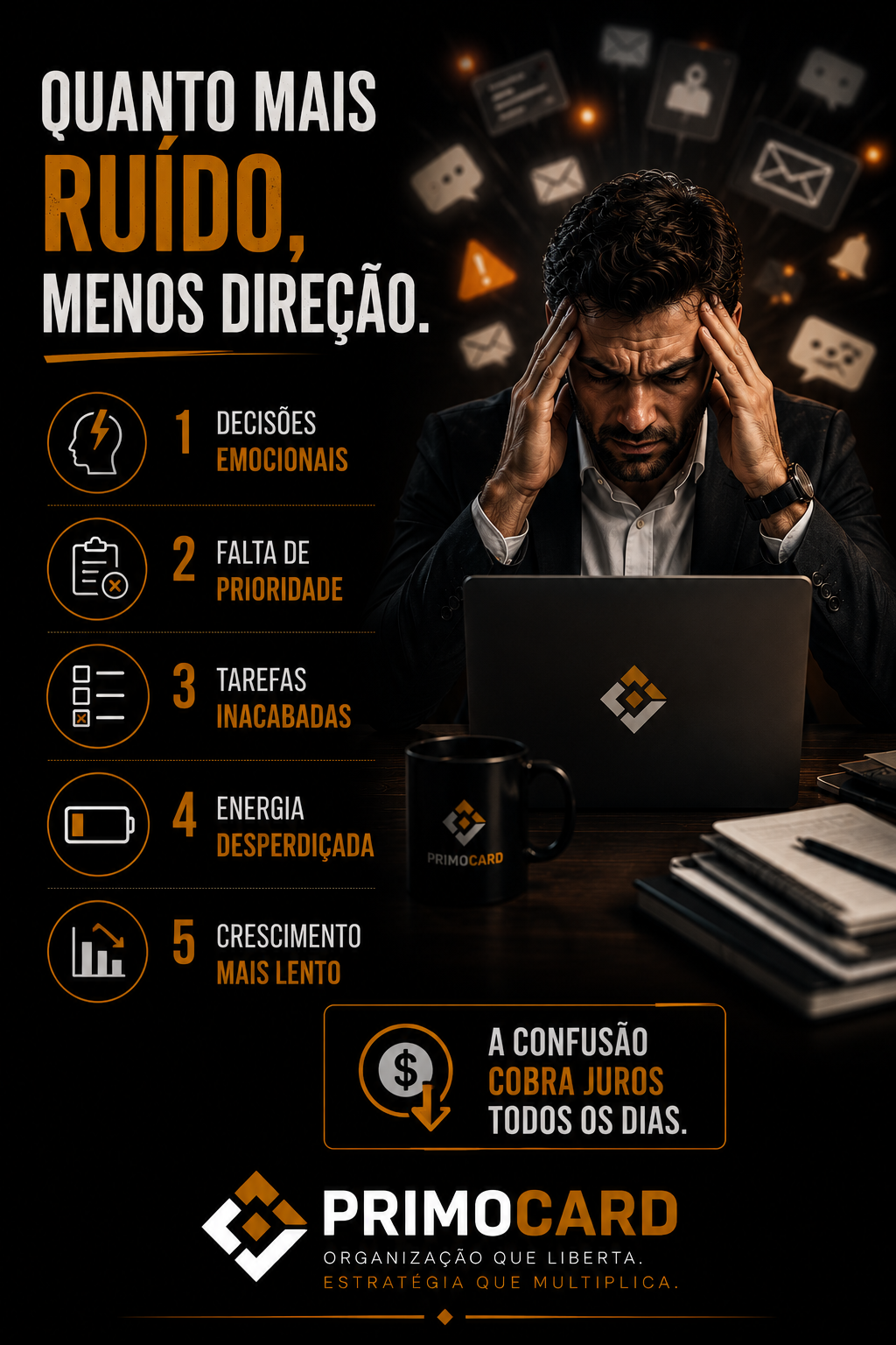 Empresário planejando ações futuras para crescimento sustentável.