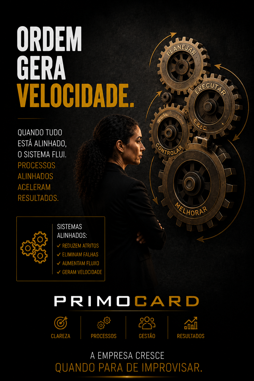 Engrenagens representando processos empresariais integrados.