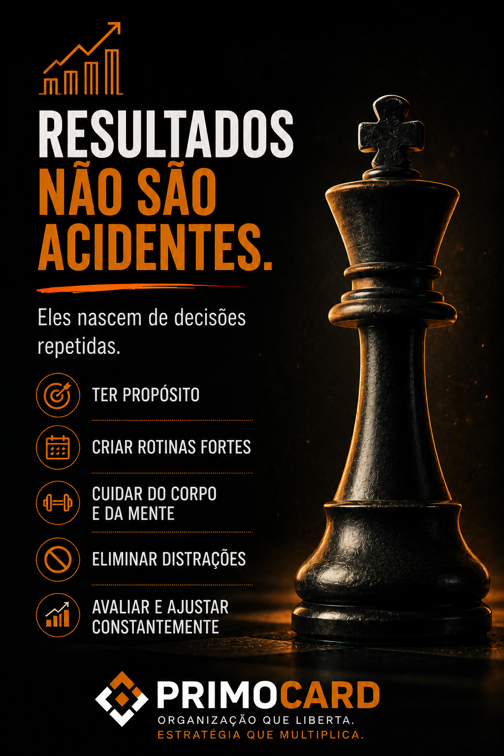 Peça de xadrez simbolizando estratégia e resultados planejados.