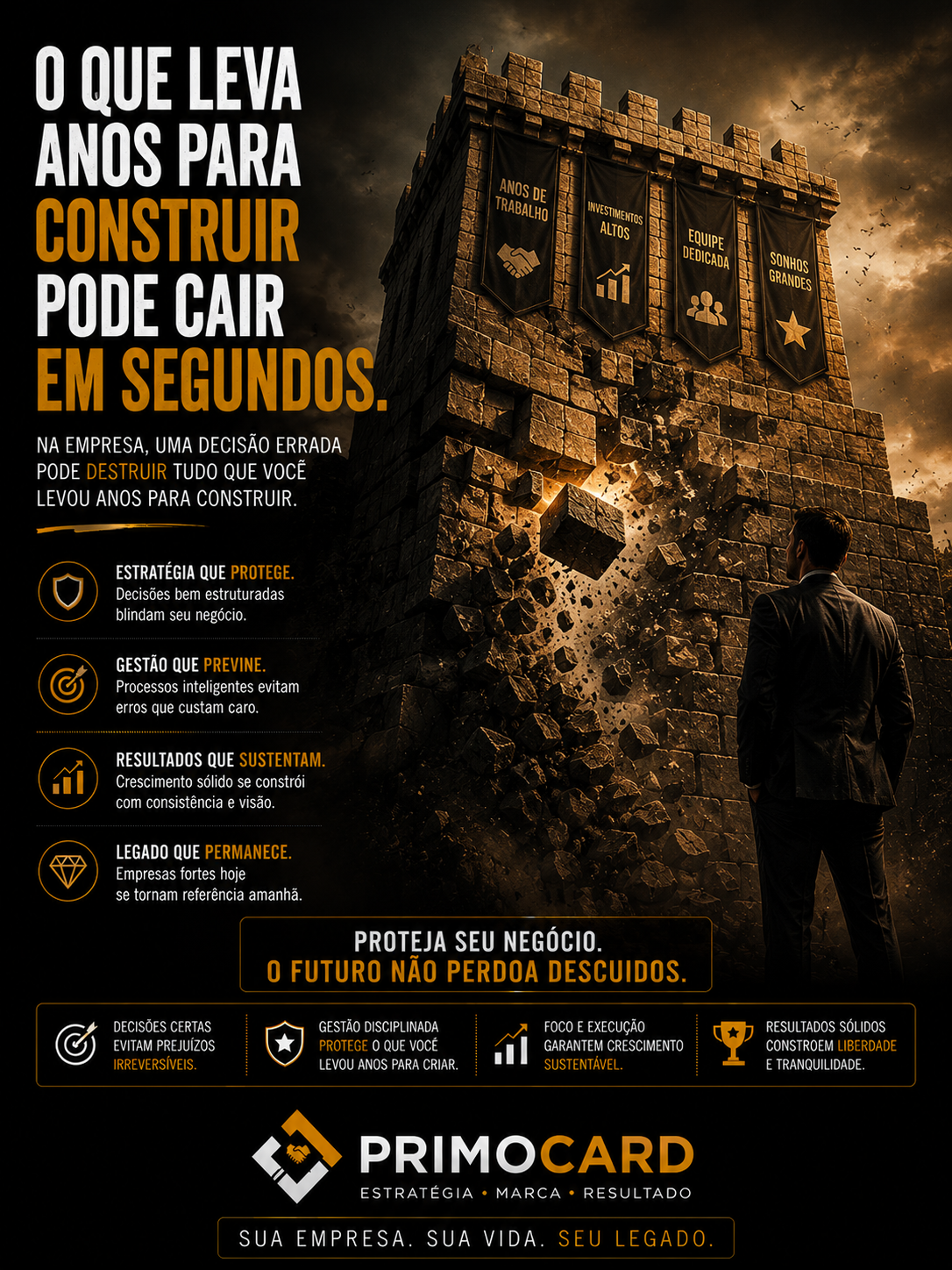 Estrutura representando a construção e proteção de um negócio.