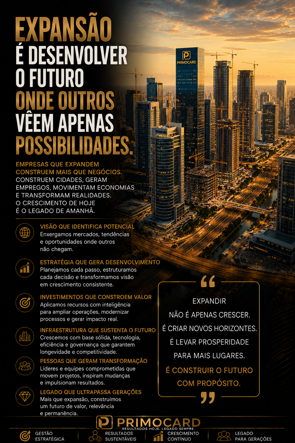 Cidade moderna em expansão representando crescimento empresarial.