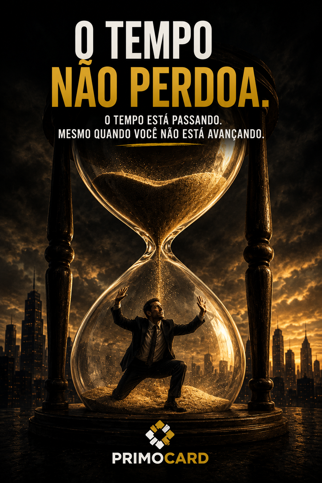 Ampulheta gigante representando o valor do tempo nos negócios.