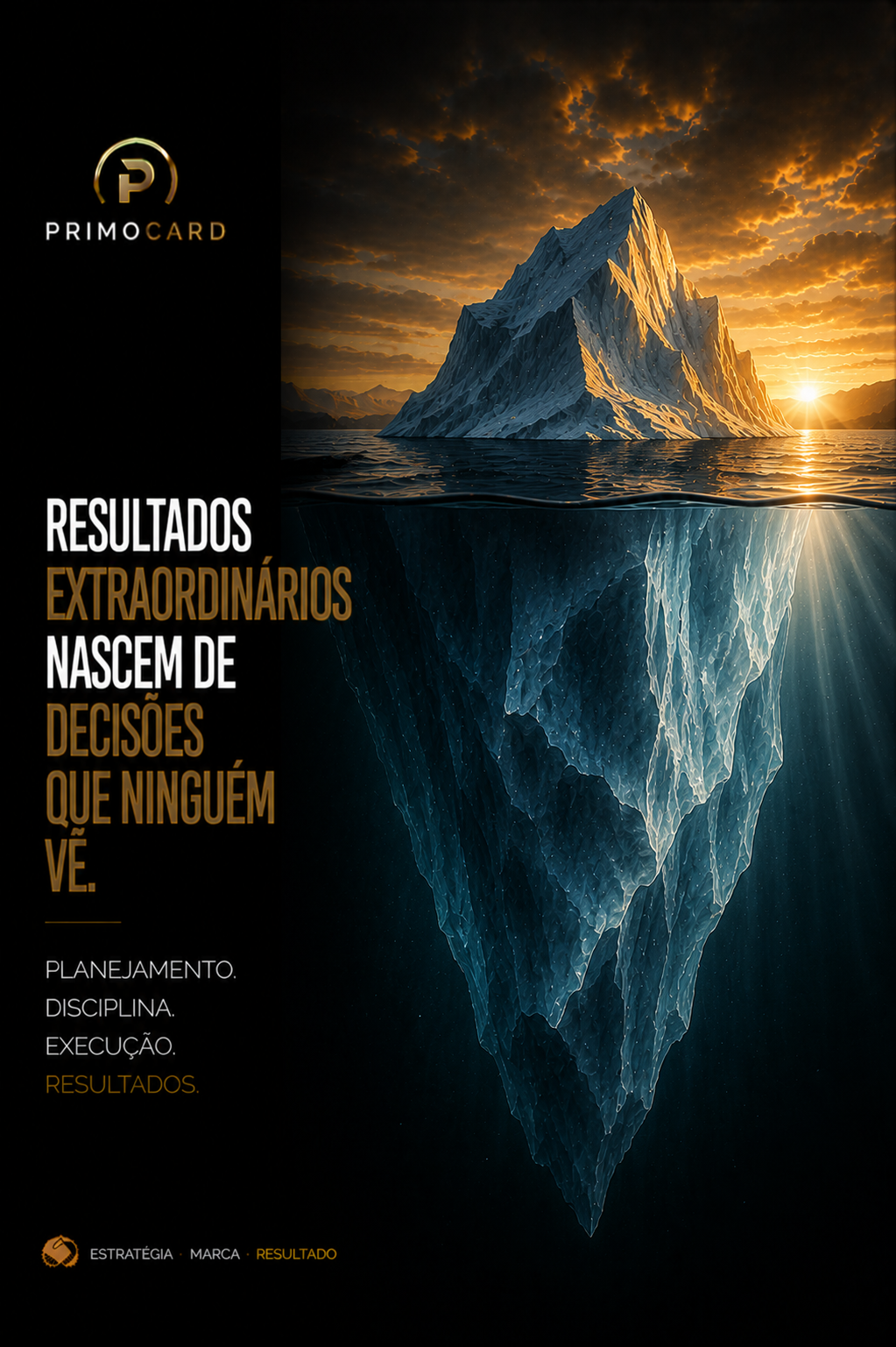 Iceberg mostrando a parte submersa muito maior.