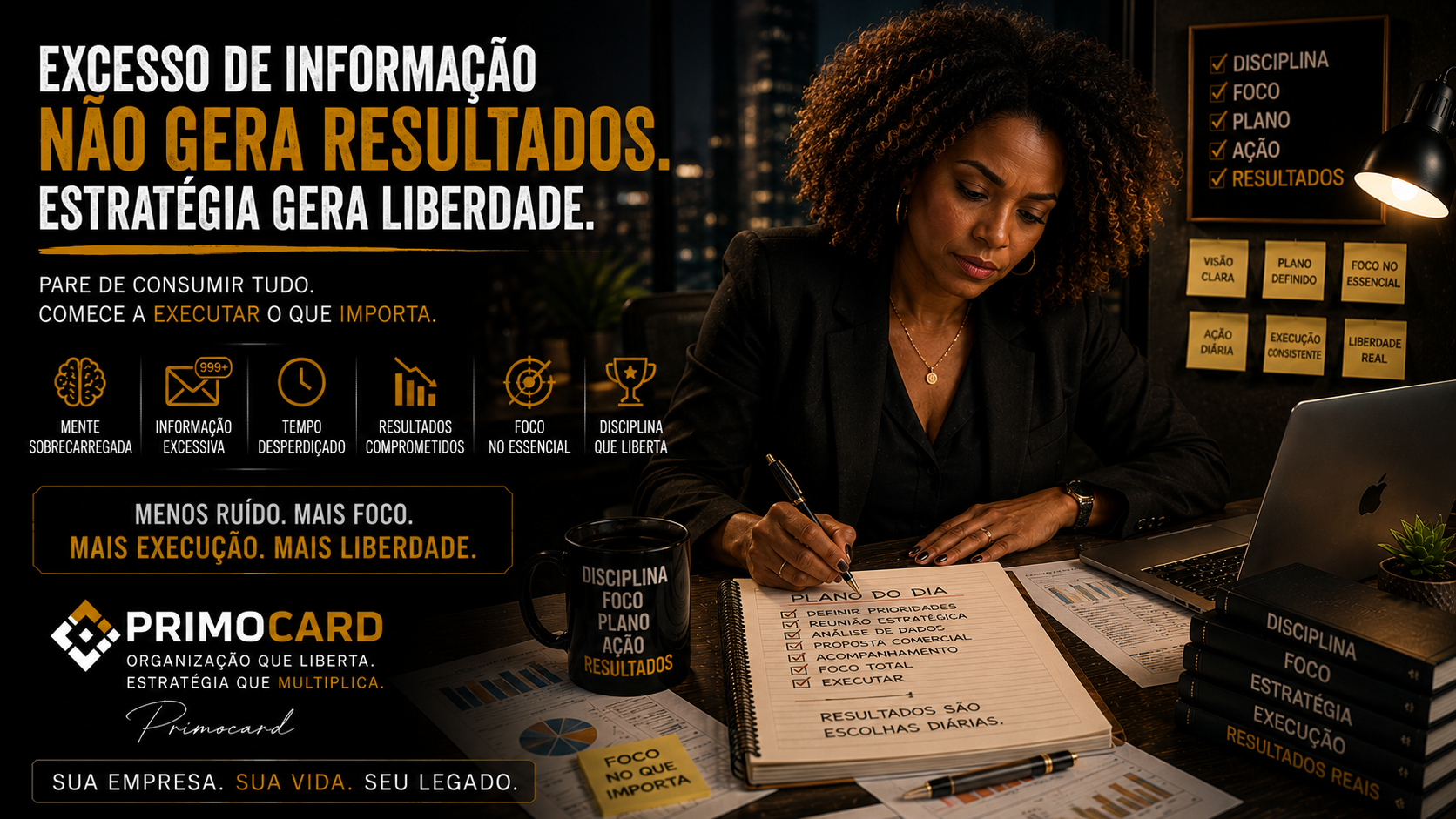 Empresaria focada em executar tarefas estrategicas.
