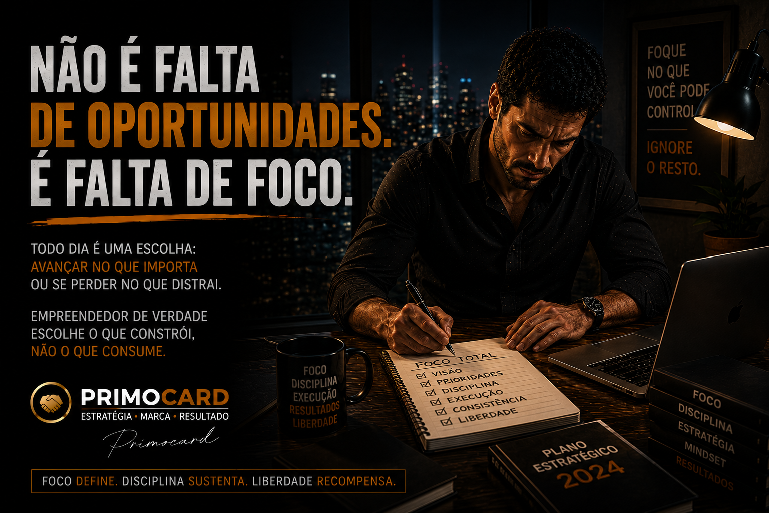 Empresario concentrado em suas prioridades estrategicas.
