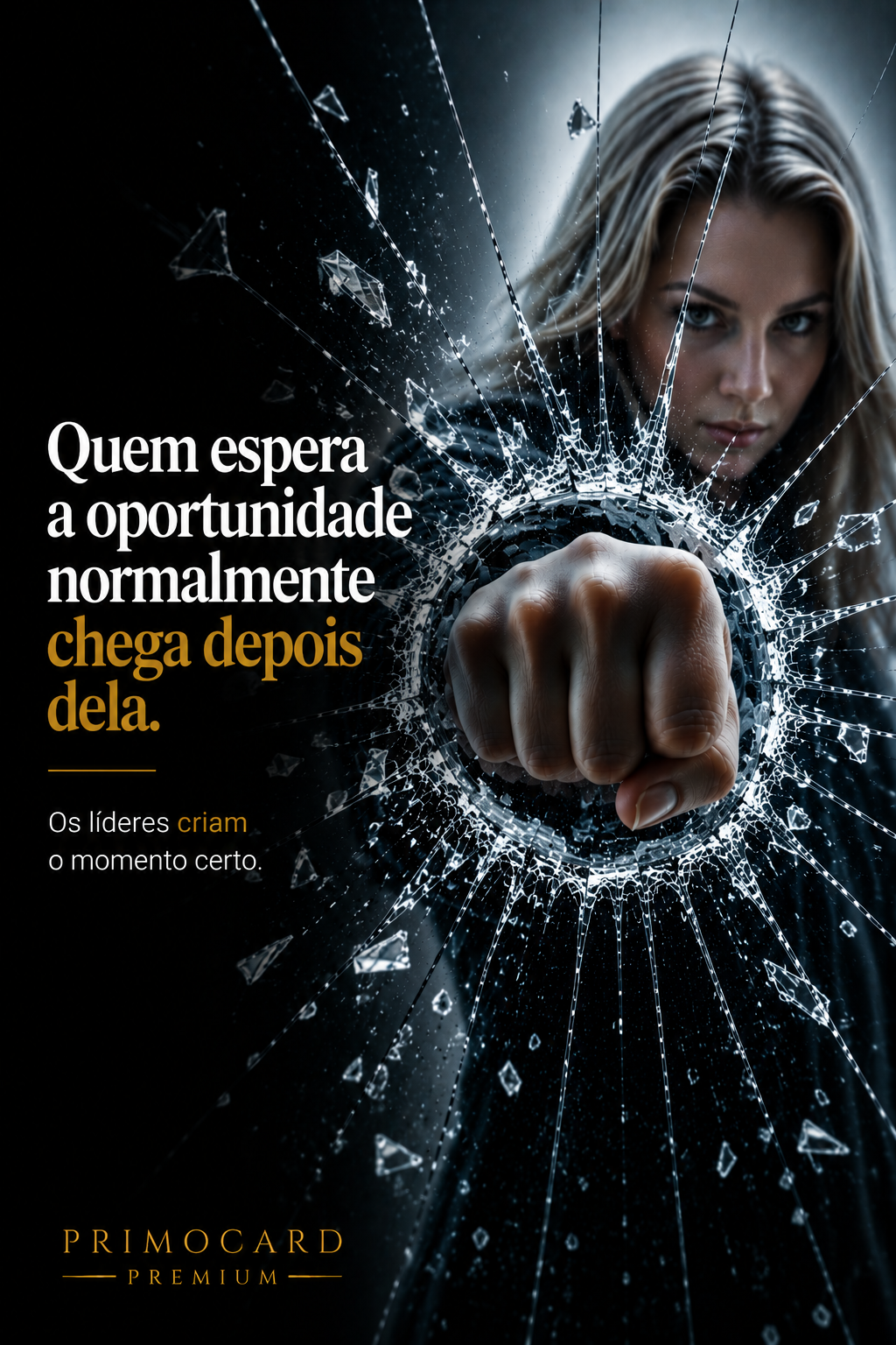 Pessoa quebrando vidro simbolizando criação de oportunidades.