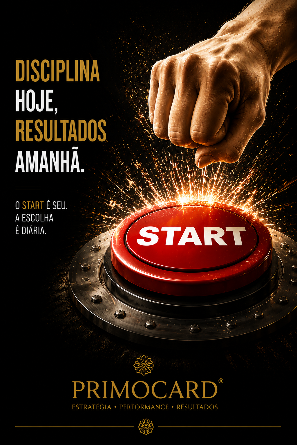 Botão Start sendo pressionado simbolizando disciplina.