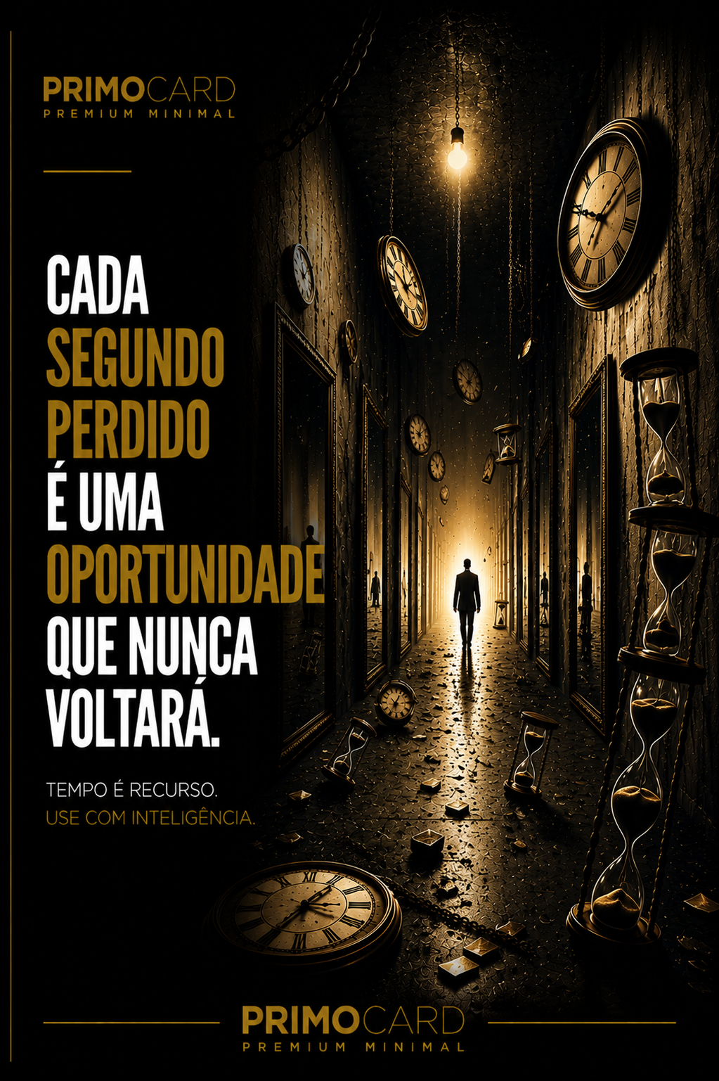 Relógios e ampulhetas simbolizando o valor estratégico do tempo.