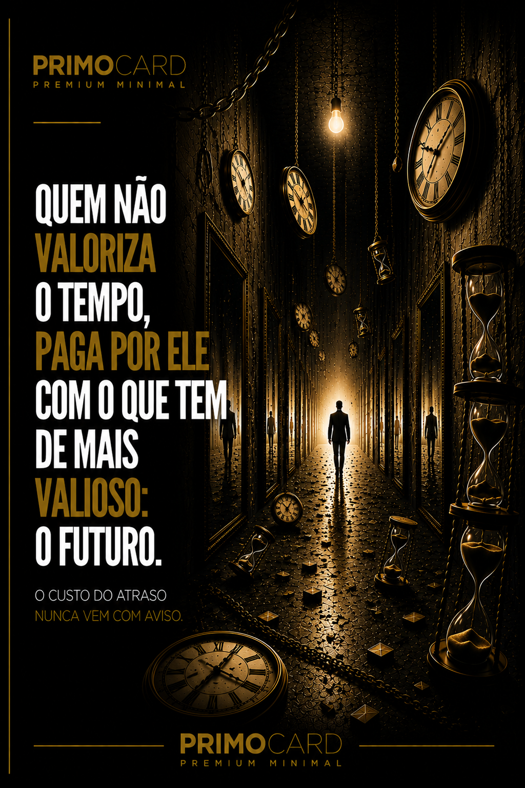 Relógios e ampulhetas simbolizando o valor estratégico do tempo.
