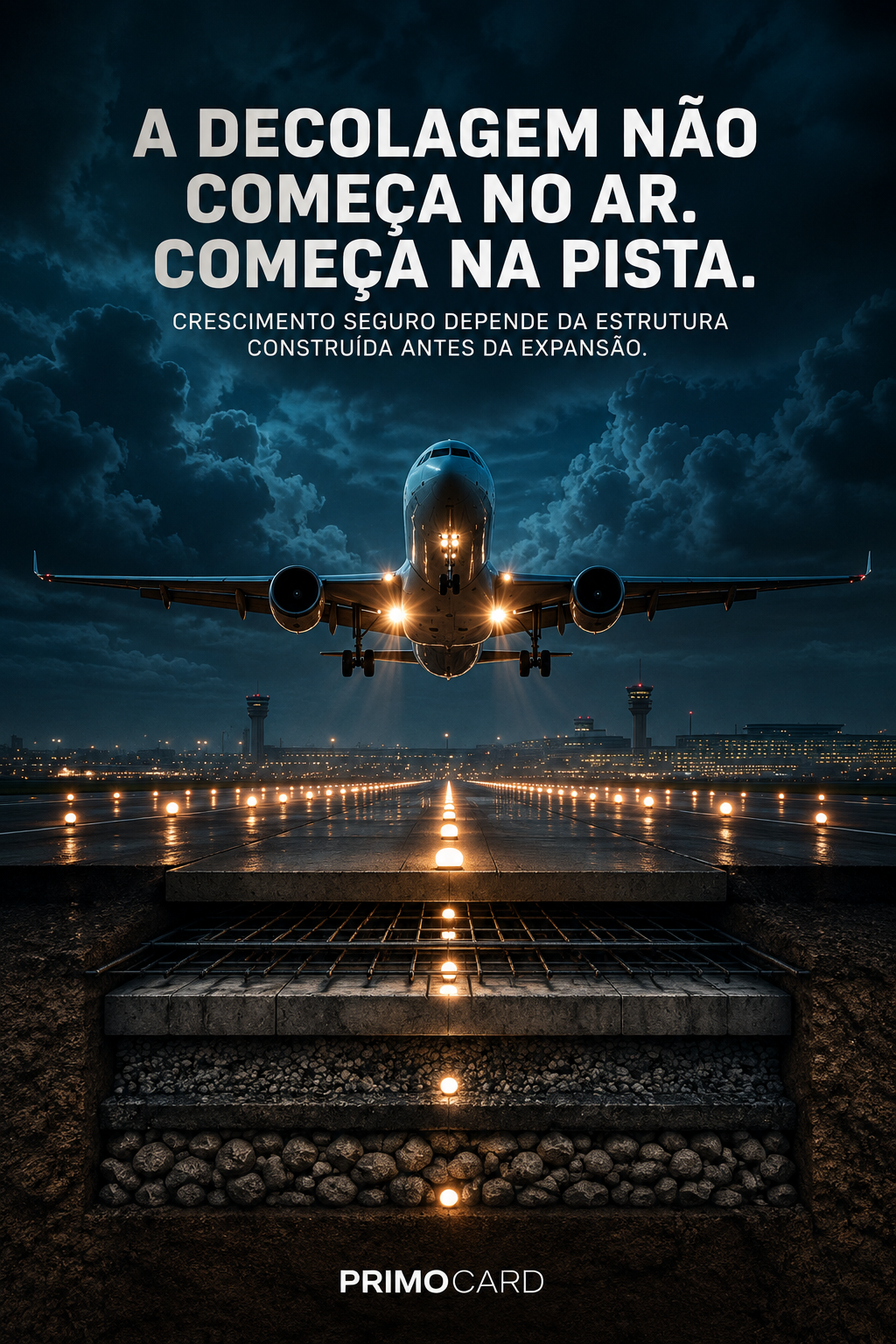 A decolagem começa na pista
