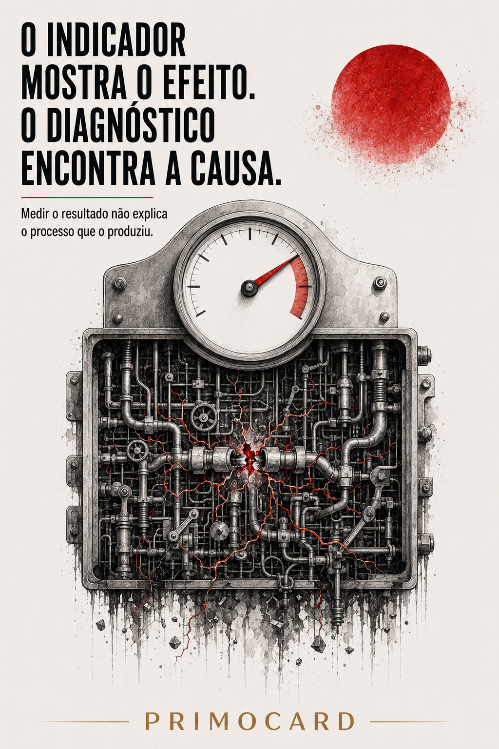 Medidor sobre uma máquina aberta representa a diferença entre perceber um resultado ruim e investigar sua causa.